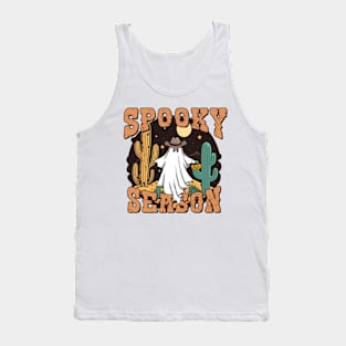 Spooky Season, Halloween Cowboy Ghost , Cute and Scary Halloween Tank Top